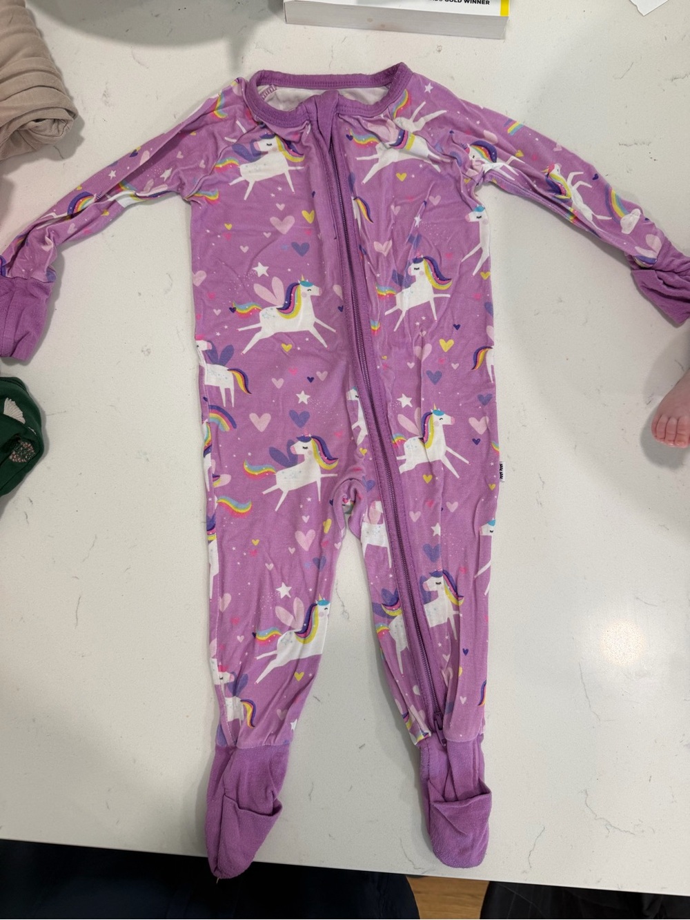 Little Sleepies Purple Unicorn Footed Zip Pajamas